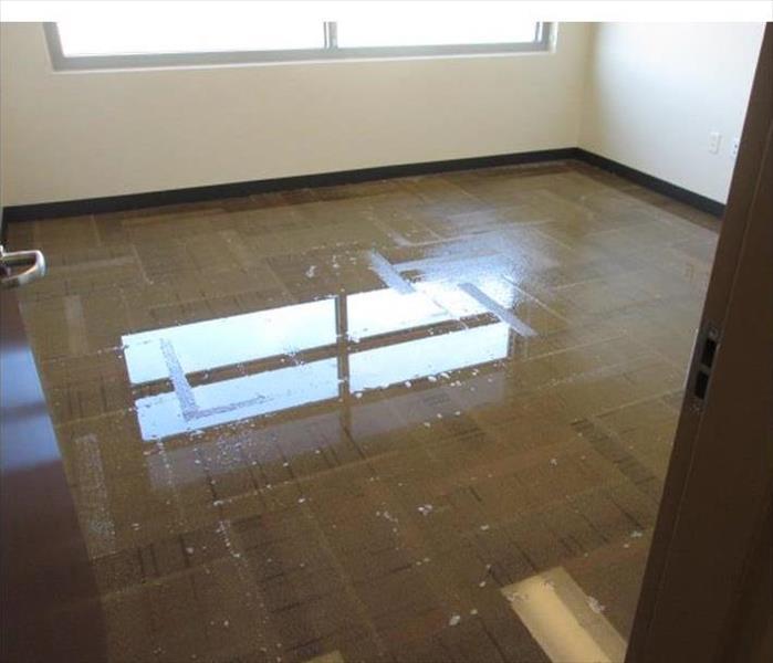 same office, the water removed along with the tiles, one air mover still working