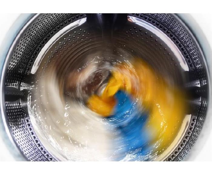 top view of washing machine during spin cycle